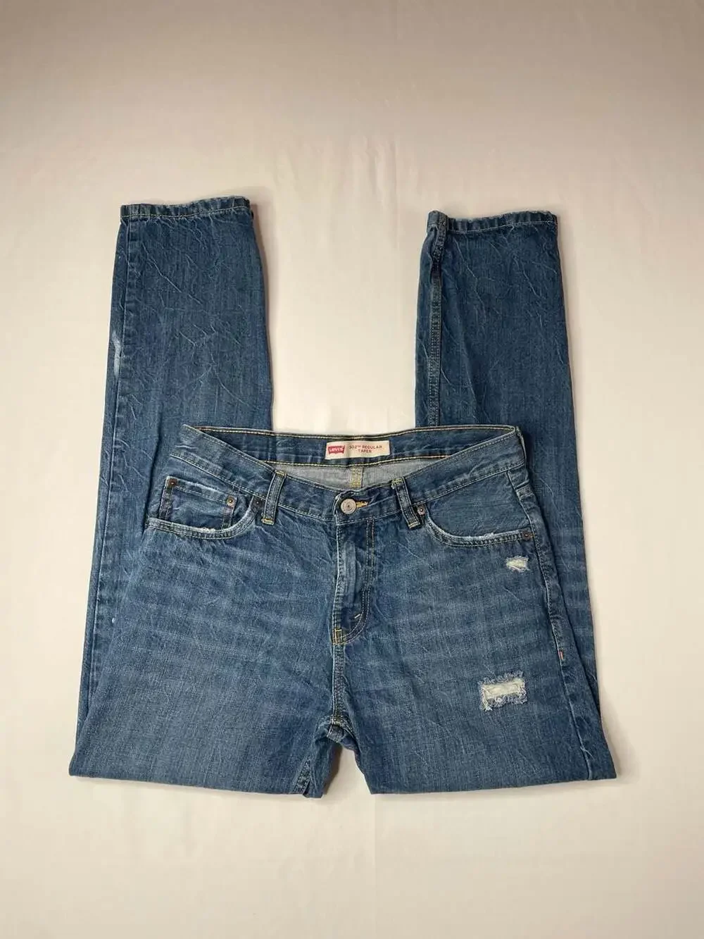 Levi's 502 Regular Taper Distressed Denim Jeans Size 18 REG (W29 L31)